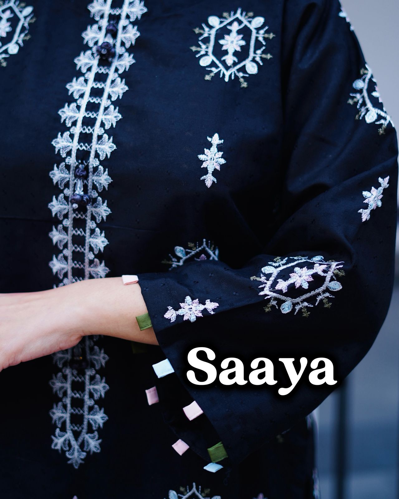 Saaya – 3 Piece Embroidered Cotton Suit