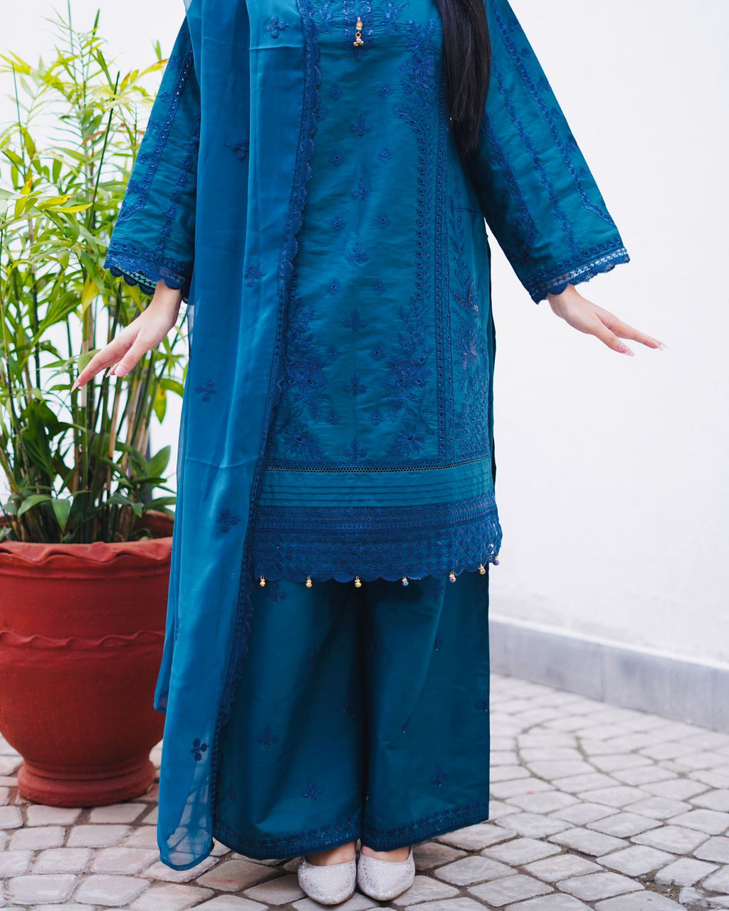 Elara – 3 Piece Embroidered Cotton Suit