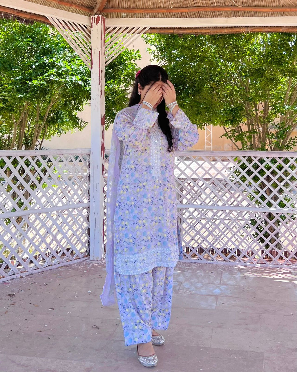 Lemon Tart - Digital Printed Blended Lawn Farshi Shalwar Set