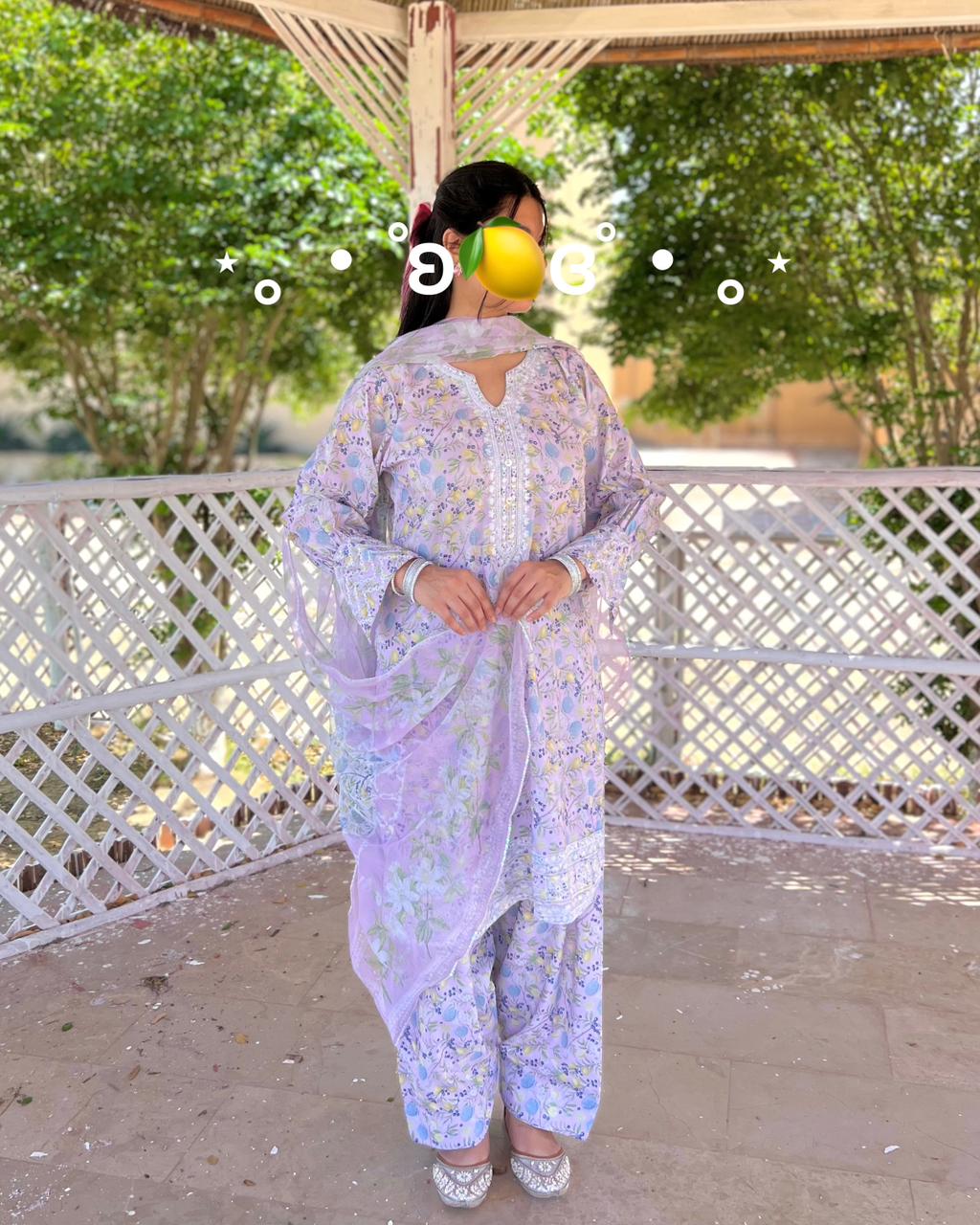 Lemon Tart - Digital Printed Blended Lawn Farshi Shalwar Set
