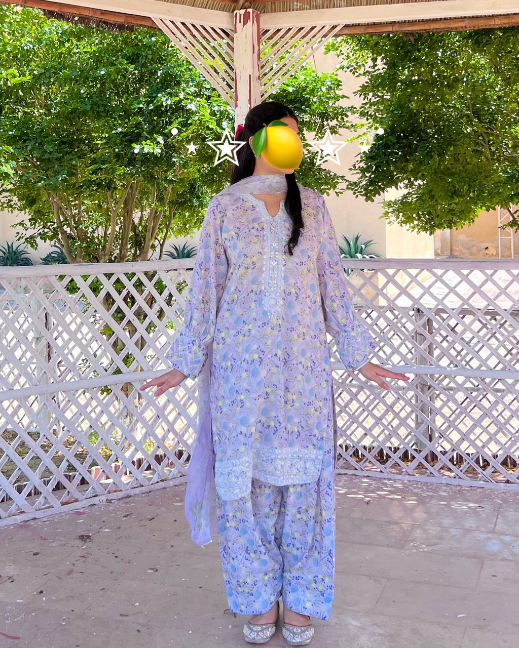 Lemon Tart - Digital Printed Blended Lawn Farshi Shalwar Set