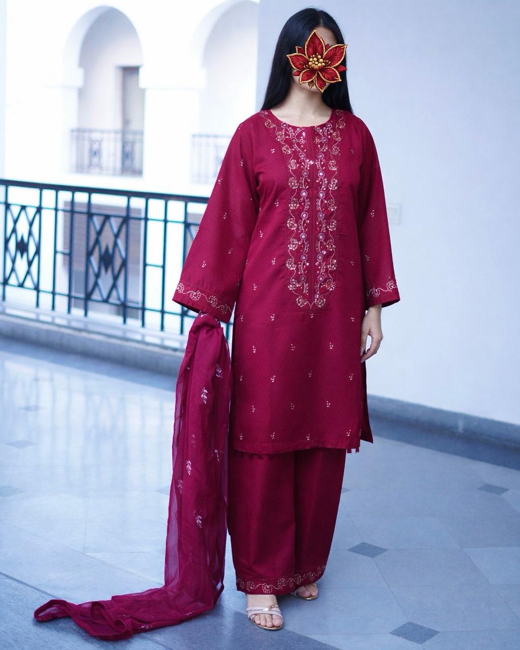 Mehr – 3 Piece Embroidered Cotton Suit